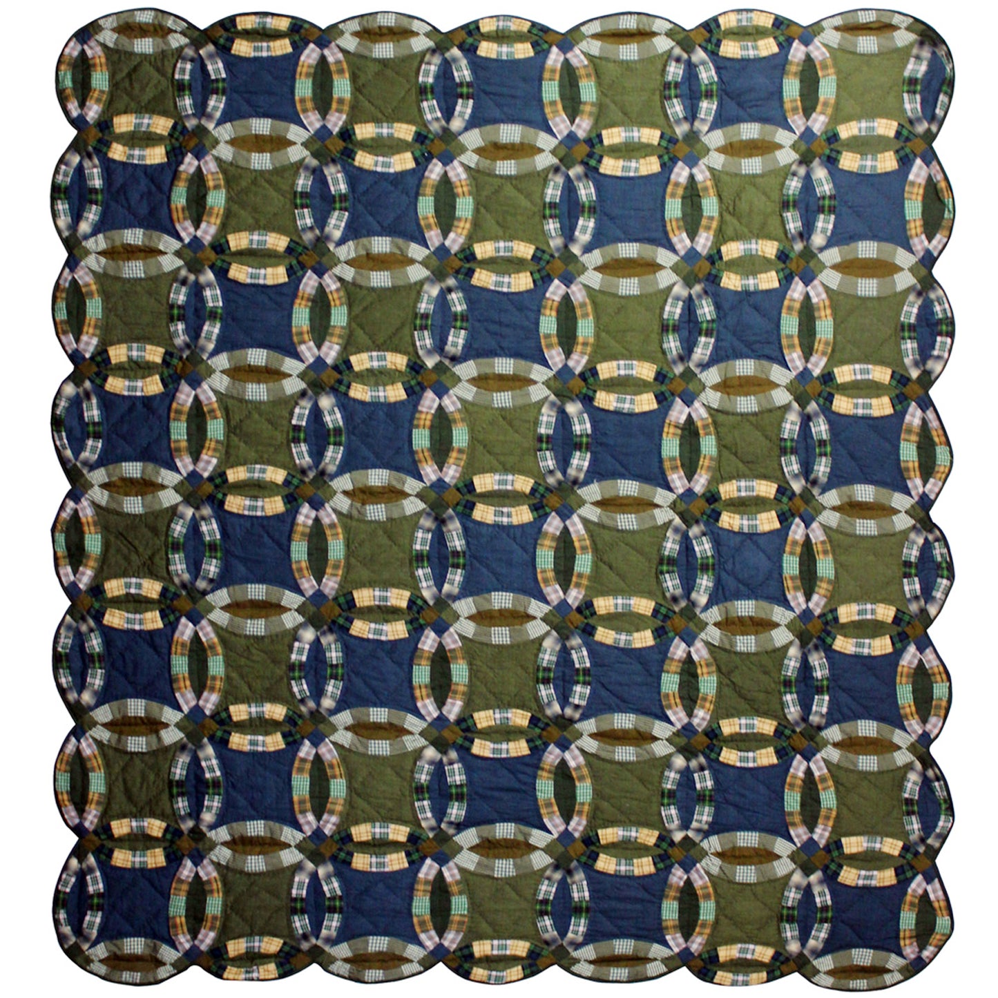 Chambray Ring Throw Quilt – 50"x60" Handmade Double Ring Wedding Pattern Quilt – Perfect for Cozying Up