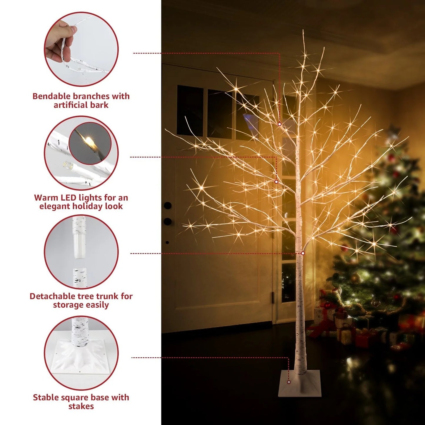 7ft LED Christmas Tree - 5-Piece Case Pack Set – Save Big! Perfect for Wholesale & Bulk Orders, Half the Price of a Single Tree!