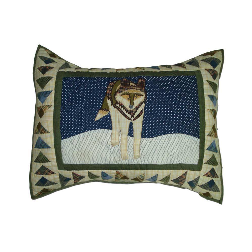 Wolf-Themed Embroidered Handmade Cotton Quilt - Buy a Quilt and get a matching Pillow Shams FREE