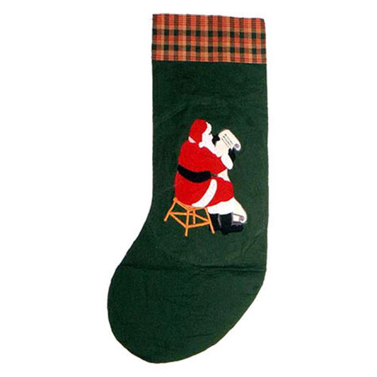 Patchmagic's Christmas Decor | Santa By The Fireside Stocking 8"X 21"