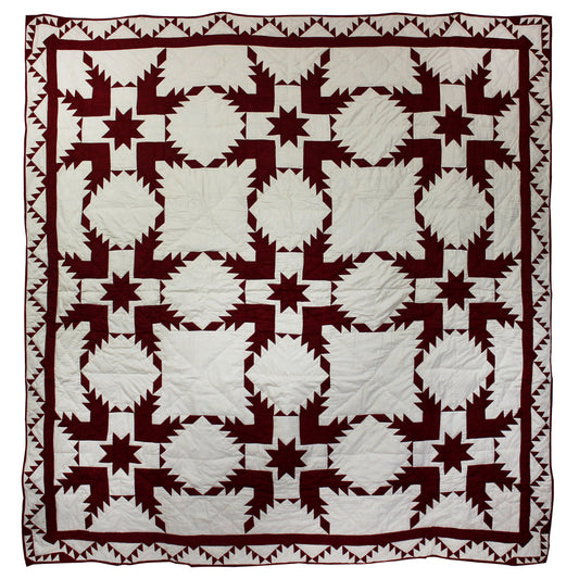 Patch Magic Quilts - Red Feathered Star Throw 50"W x 60"L