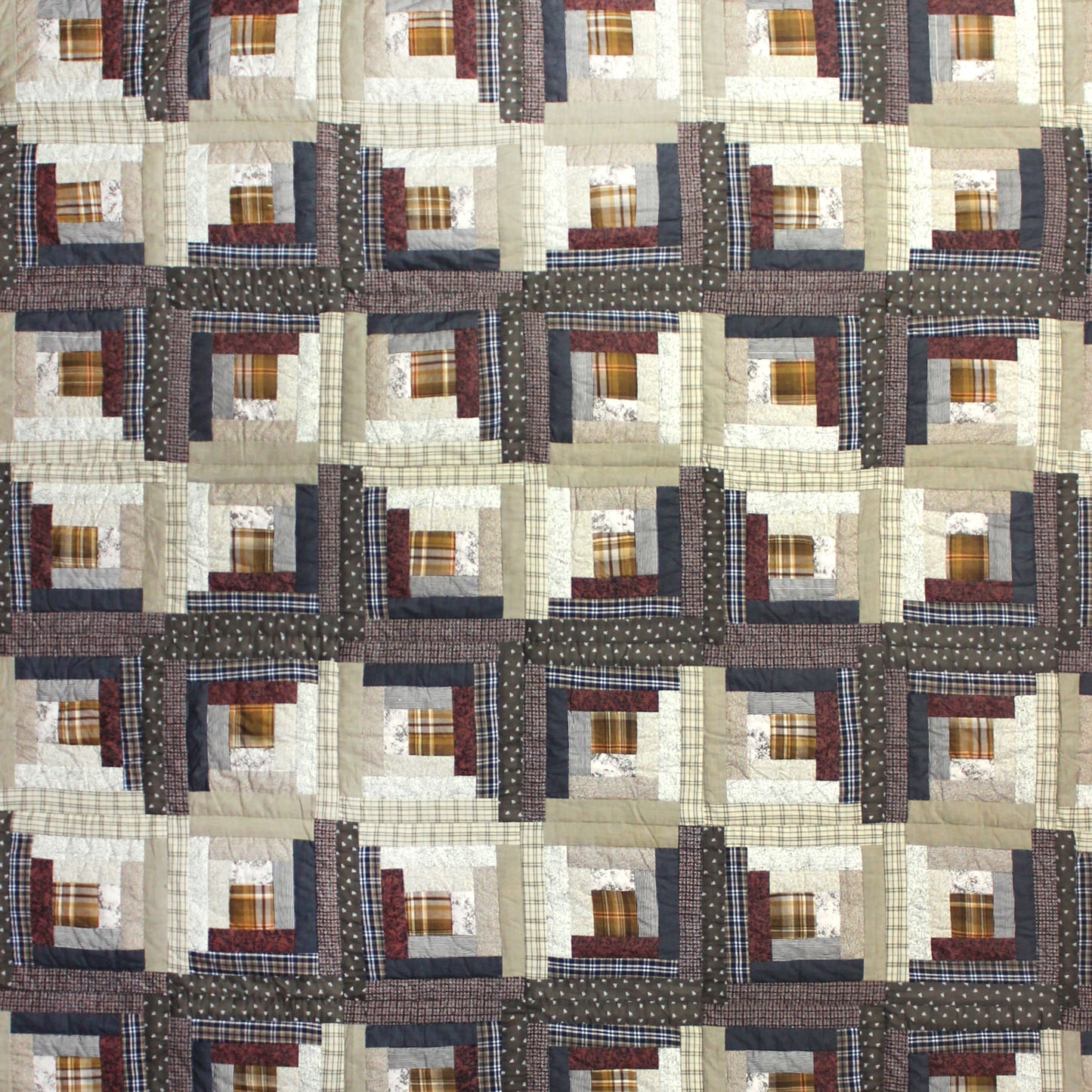 Express Log Cabin Super King Quilt | Handmade Cotton Quilt with Historic Railroad-Inspired Design