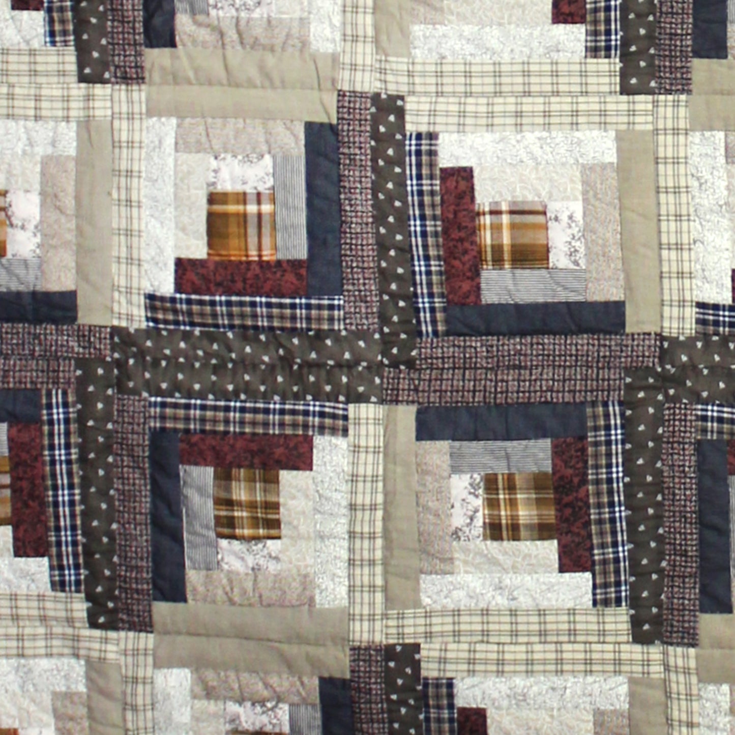 Express Log Cabin Super King Quilt | Handmade Cotton Quilt with Historic Railroad-Inspired Design