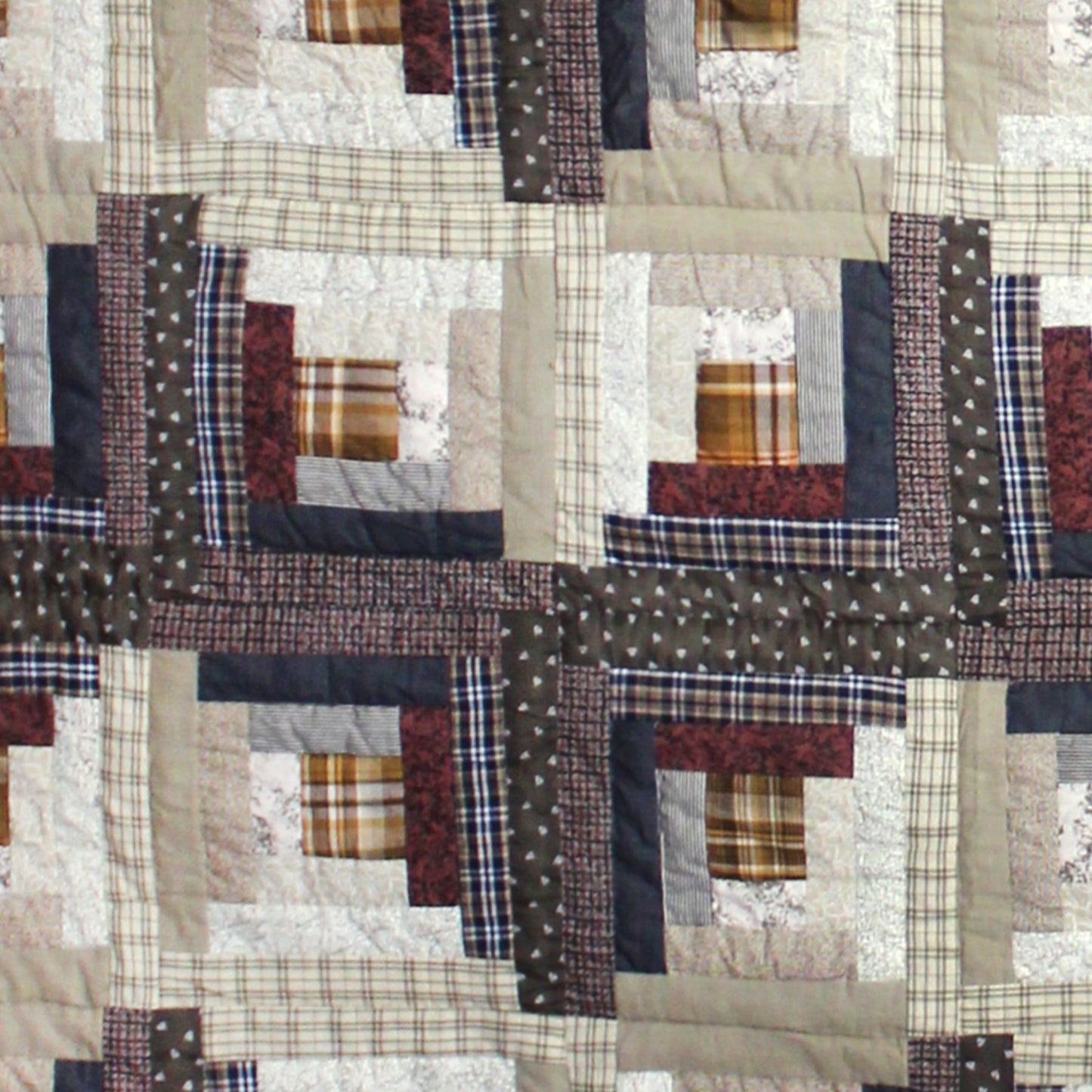 Express Log Cabin Super King Quilt | Handmade Cotton Quilt with Historic Railroad-Inspired Design