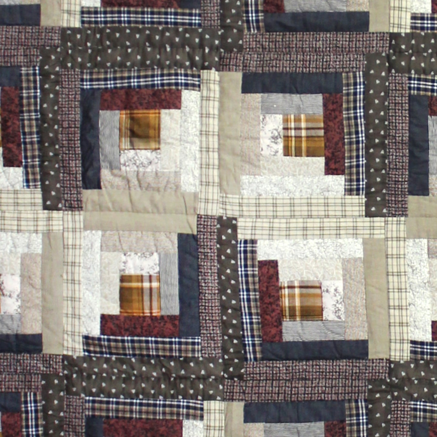 Express Log Cabin Super King Quilt | Handmade Cotton Quilt with Historic Railroad-Inspired Design