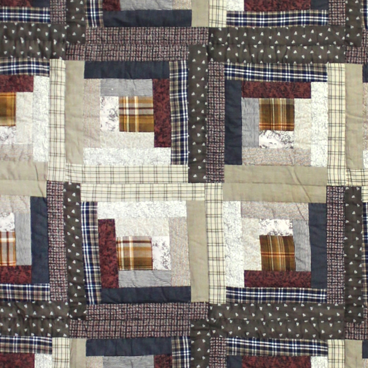 Express Log Cabin Super King Quilt | Handmade Cotton Quilt with Historic Railroad-Inspired Design