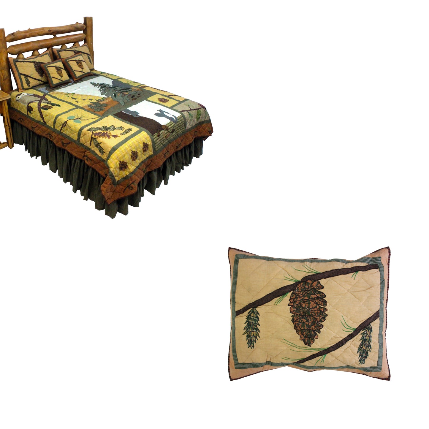 Quilted Pinecones Bedding accessories and Ensemble sets.