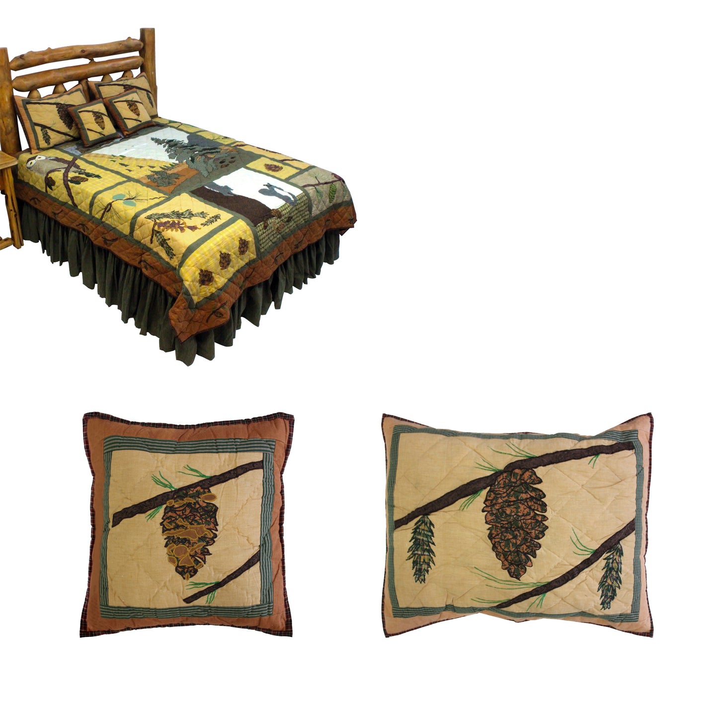 Quilted Pinecones Bedding accessories and Ensemble sets.