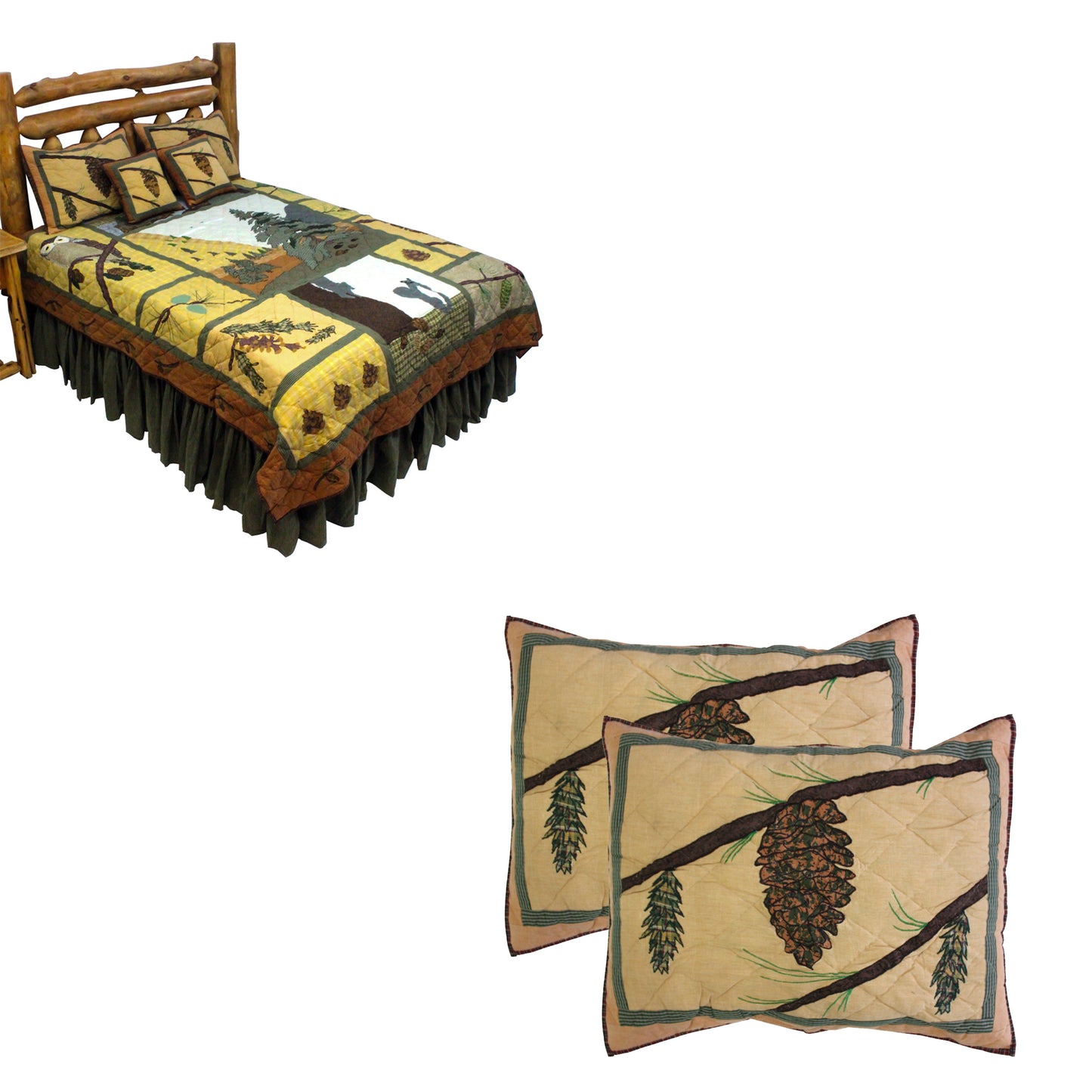 Quilted Pinecones Bedding accessories and Ensemble sets.