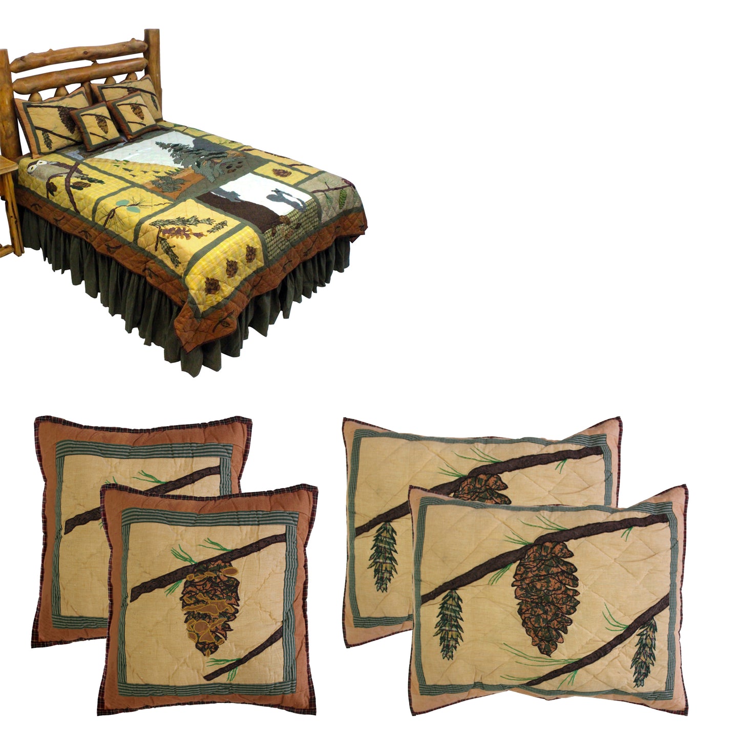 Quilted Pinecones Bedding accessories and Ensemble sets.