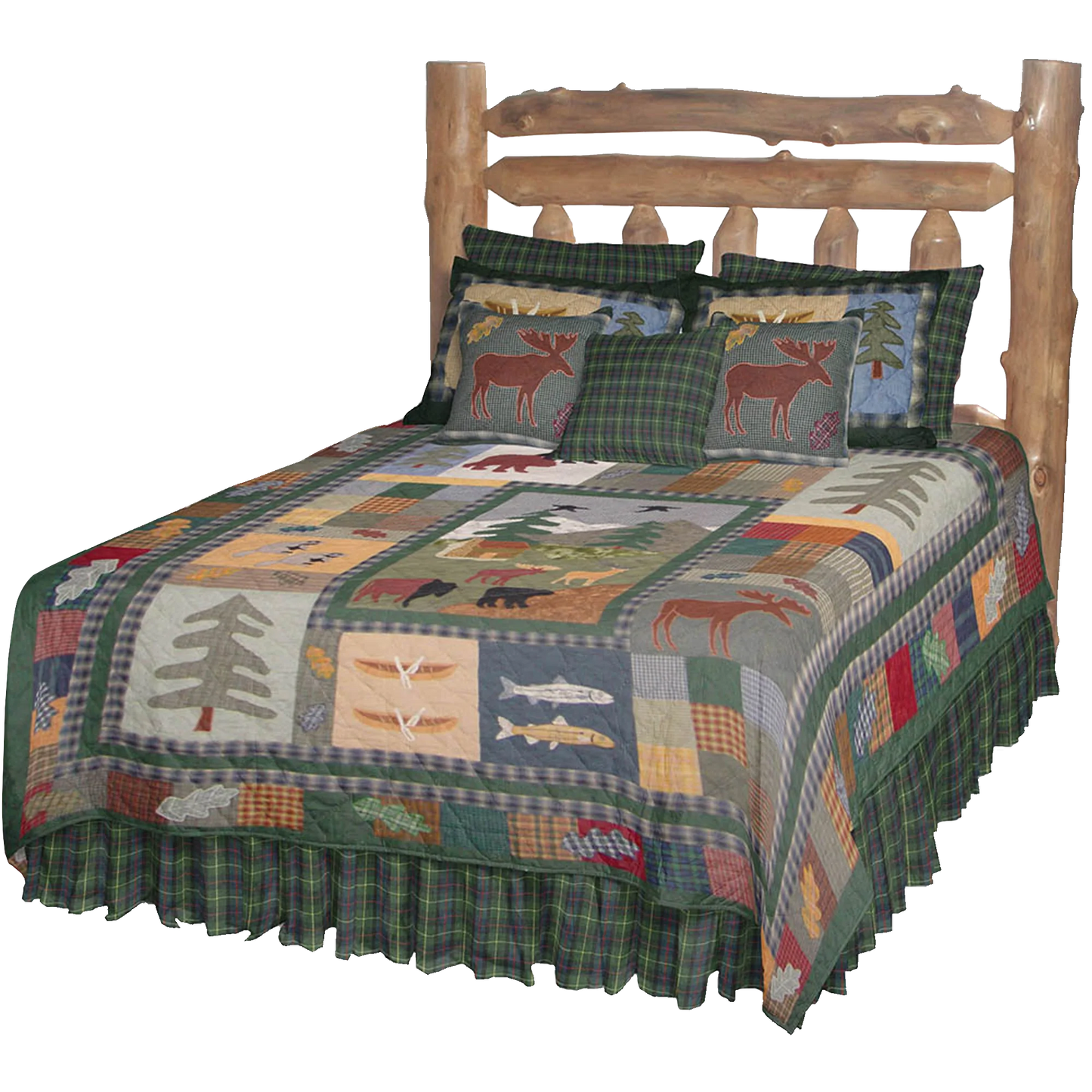 Up North Woods Quilt, Hand cut and Appliqued cotton fabric motifs.