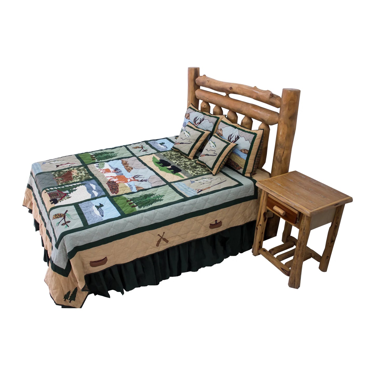 Great Outdoors Quilt, Hand cut and Appliqued cotton fabric motifs.