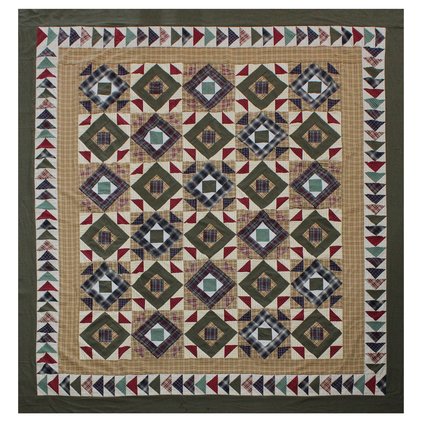Prairie Road Quilt, Hand cut and Patchwork cotton fabric blocks.