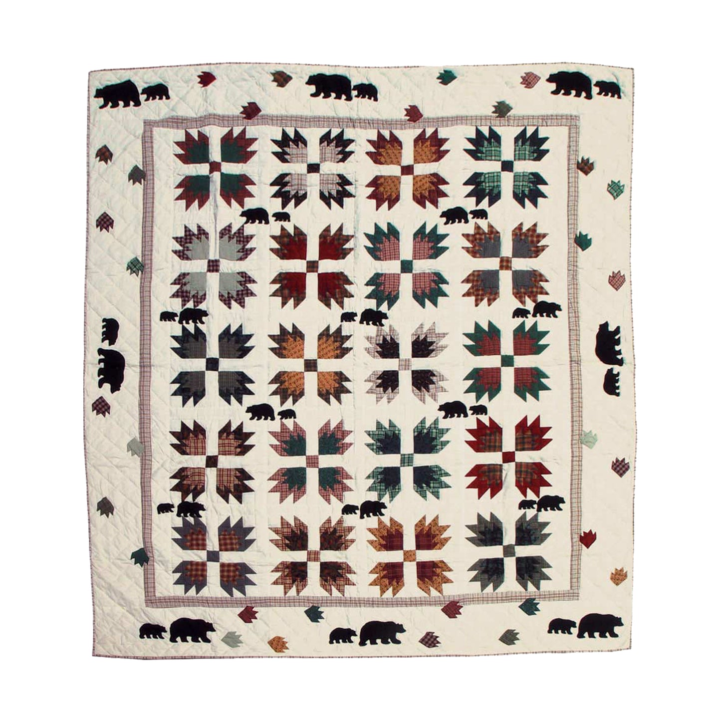 There were bears Quilt, Hand cut and Patchwork cotton fabric blocks.
