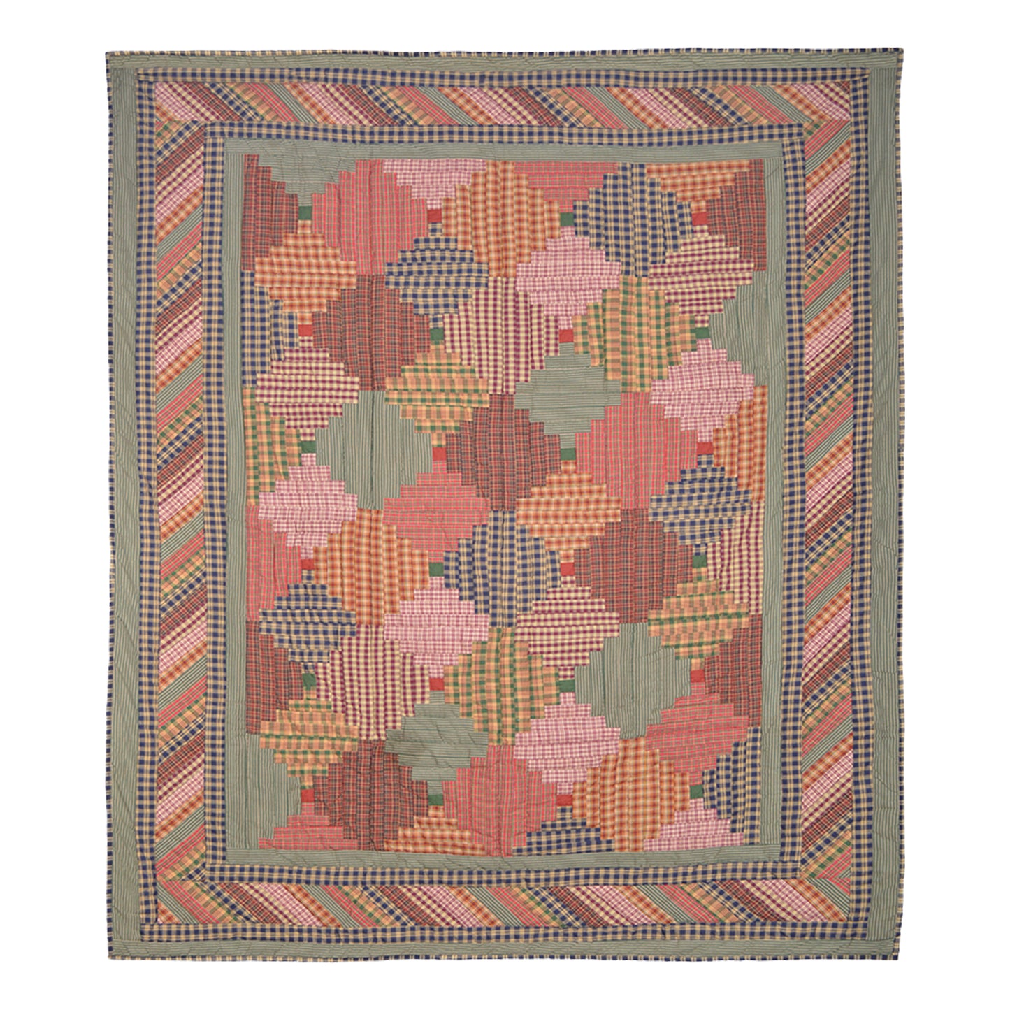 Pastures and Paths Quilt, Hand cut and Patchwork cotton fabric blocks.