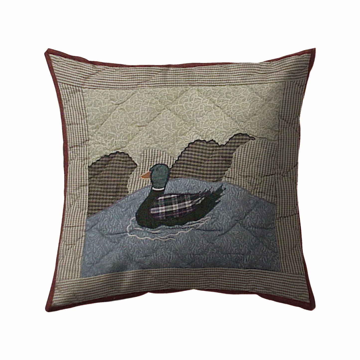Quilted Moose Quilt, Hand cut and Appliqued cotton fabric motifs.