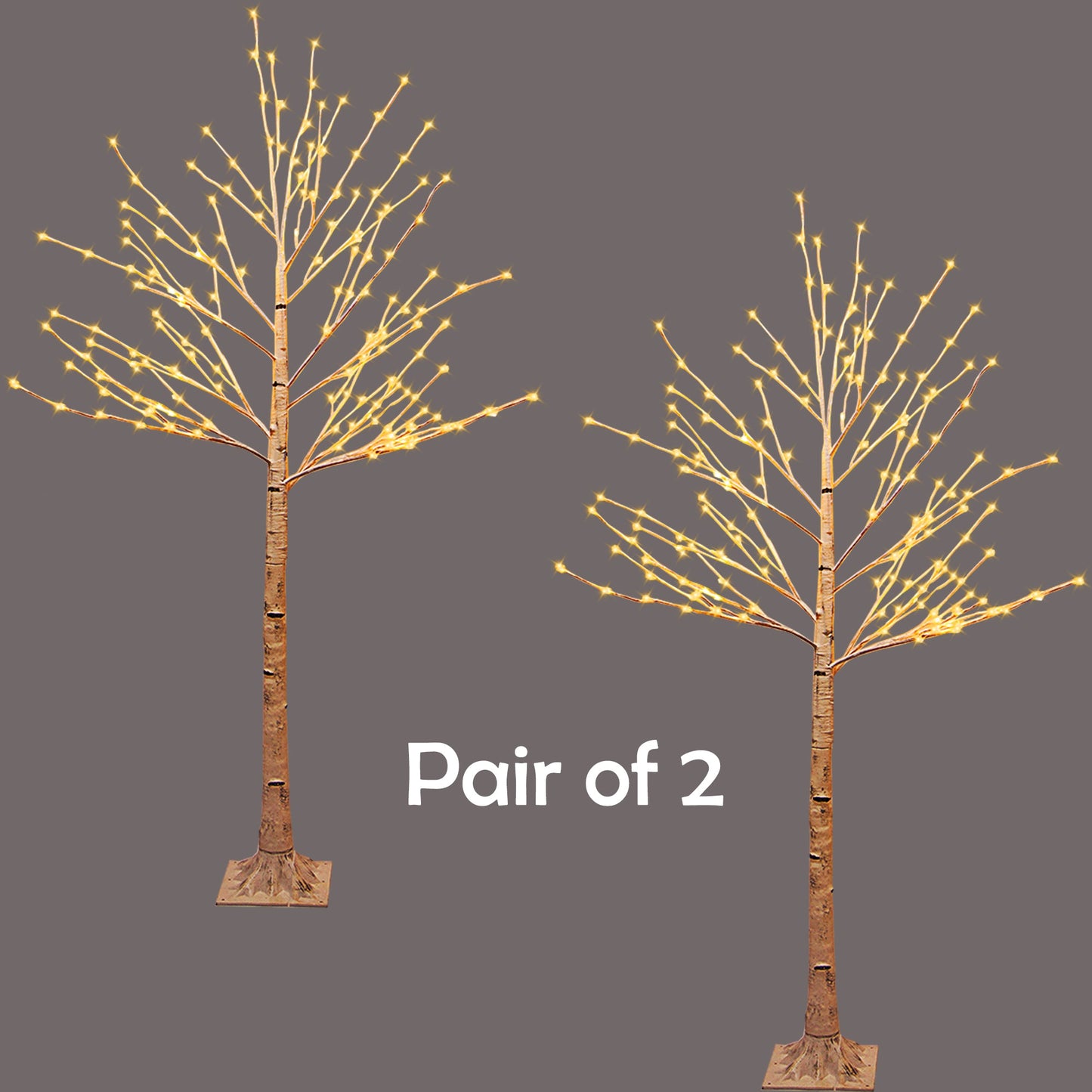Artificial LED Light Christmas tree, 7 Ft Height White birch tree with 160 Bulbs - Buy One Get One FREE!