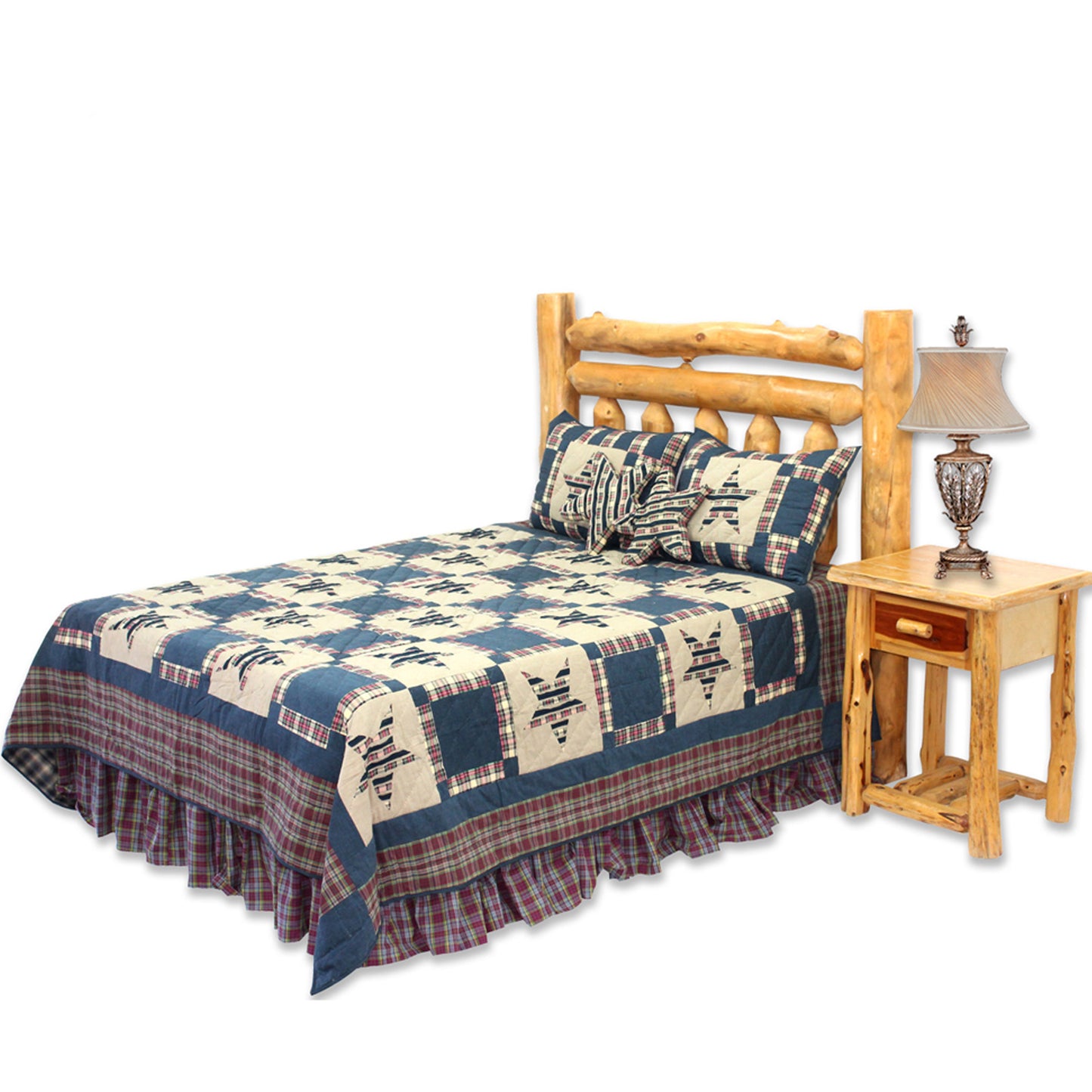 Tartan Star Quilt, Hand cut and Patchwork cotton fabric blocks.