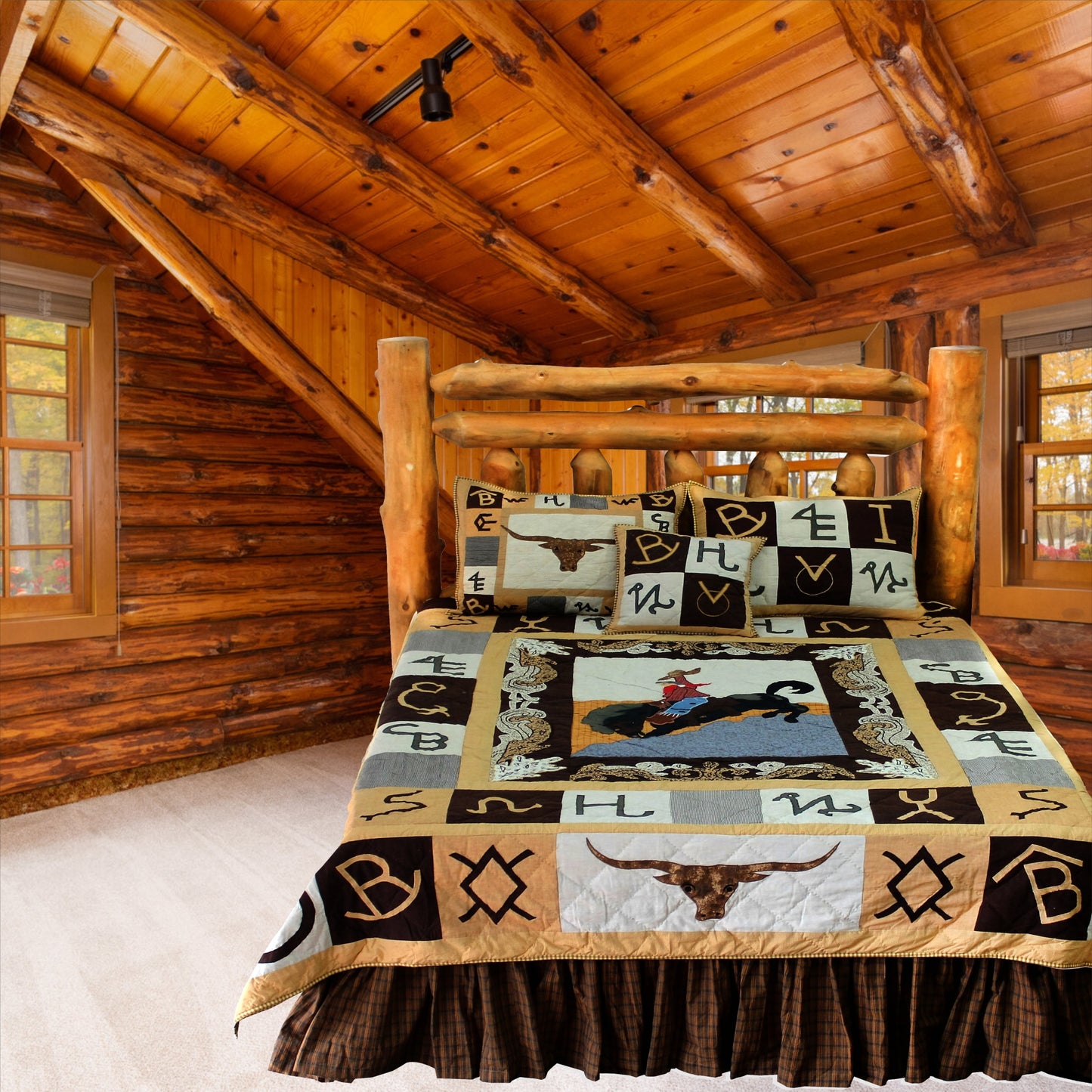 Wranglers Delight Quilt, Hand cut and Appliqued cotton fabric motifs.