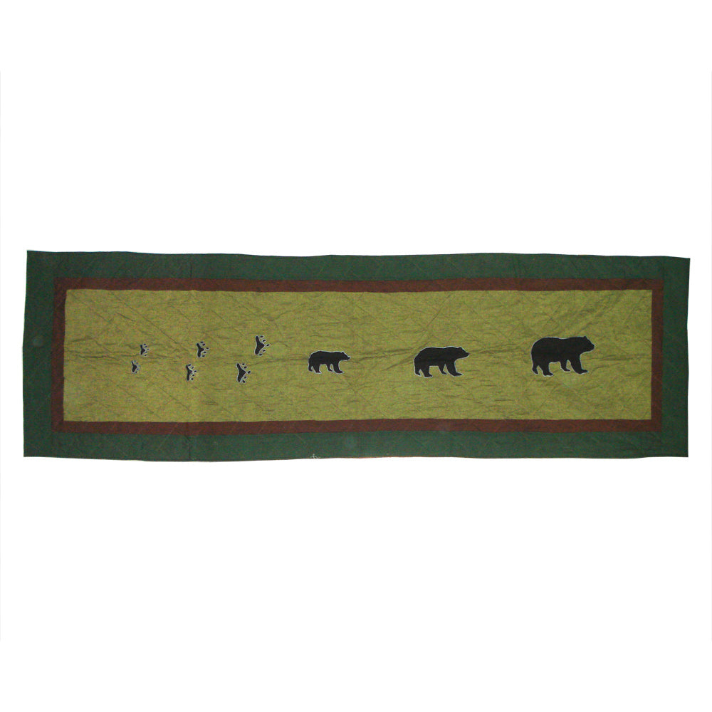 Bear Trail | Cotton Quilted Bed Scarf or Bed Runner | Queen Size