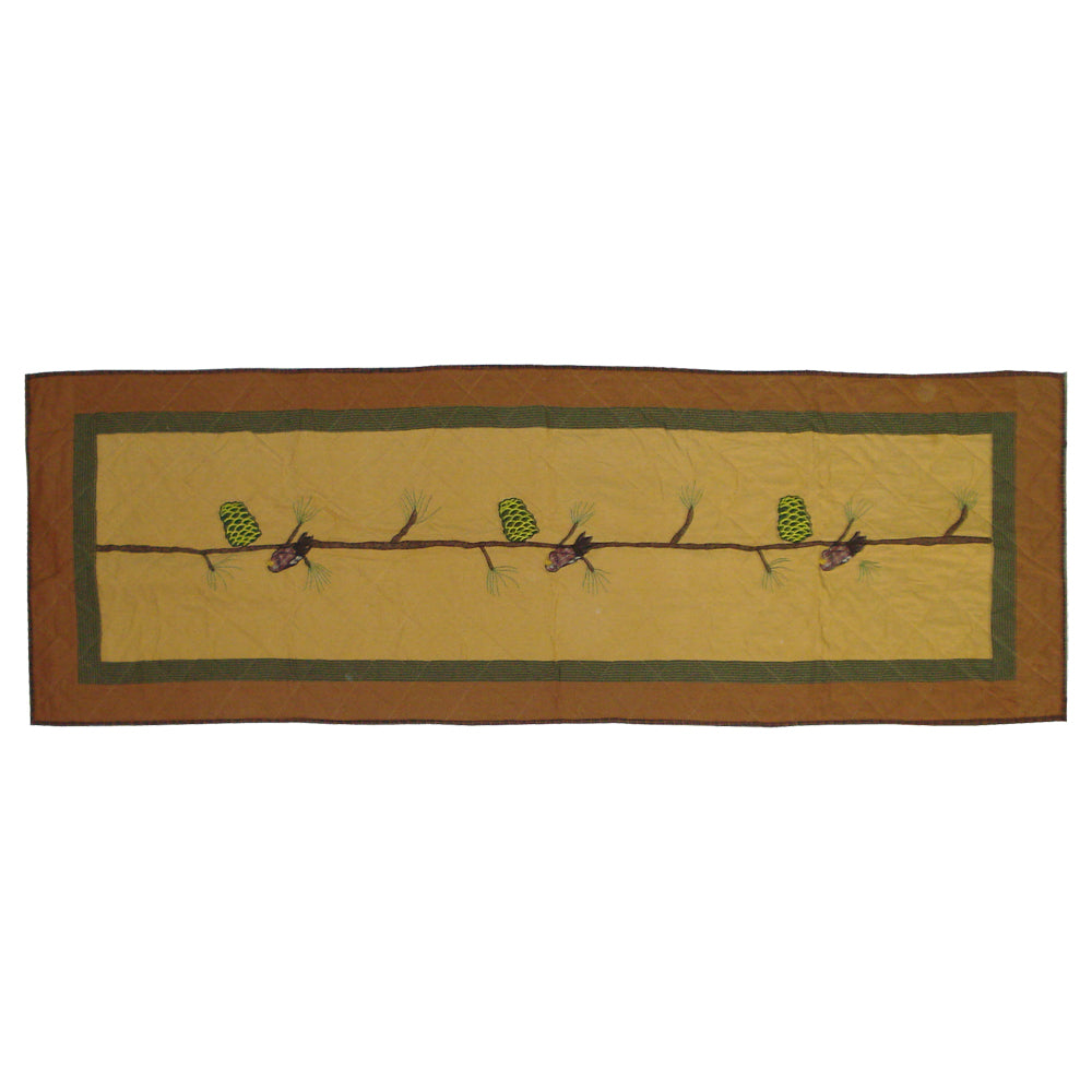 Pinecone | Cotton Quilted Bed Scarf or Bed Runner | King Size