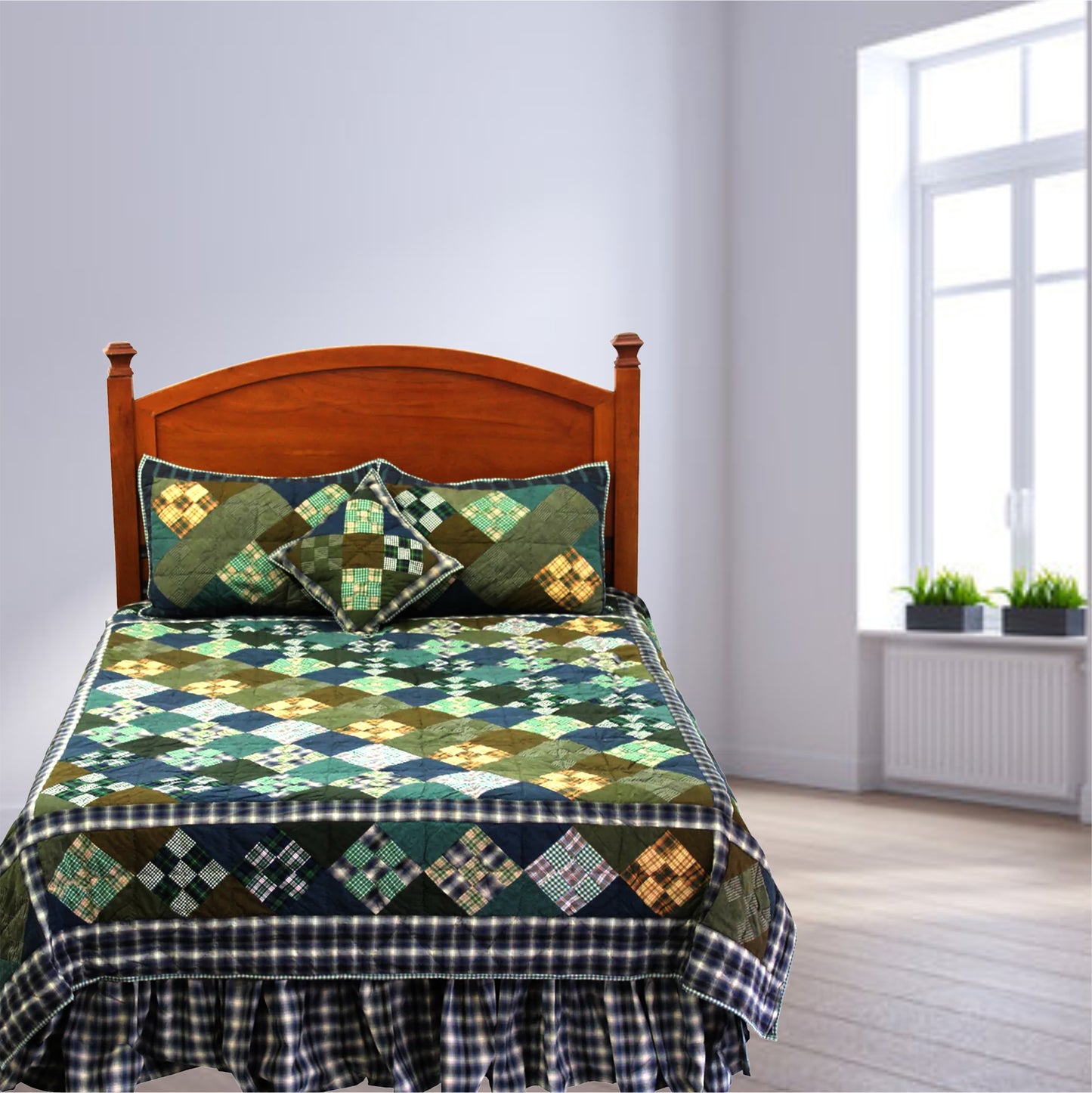 Spirit of Nine Quilt, Hand cut and Patchwork cotton fabric blocks.