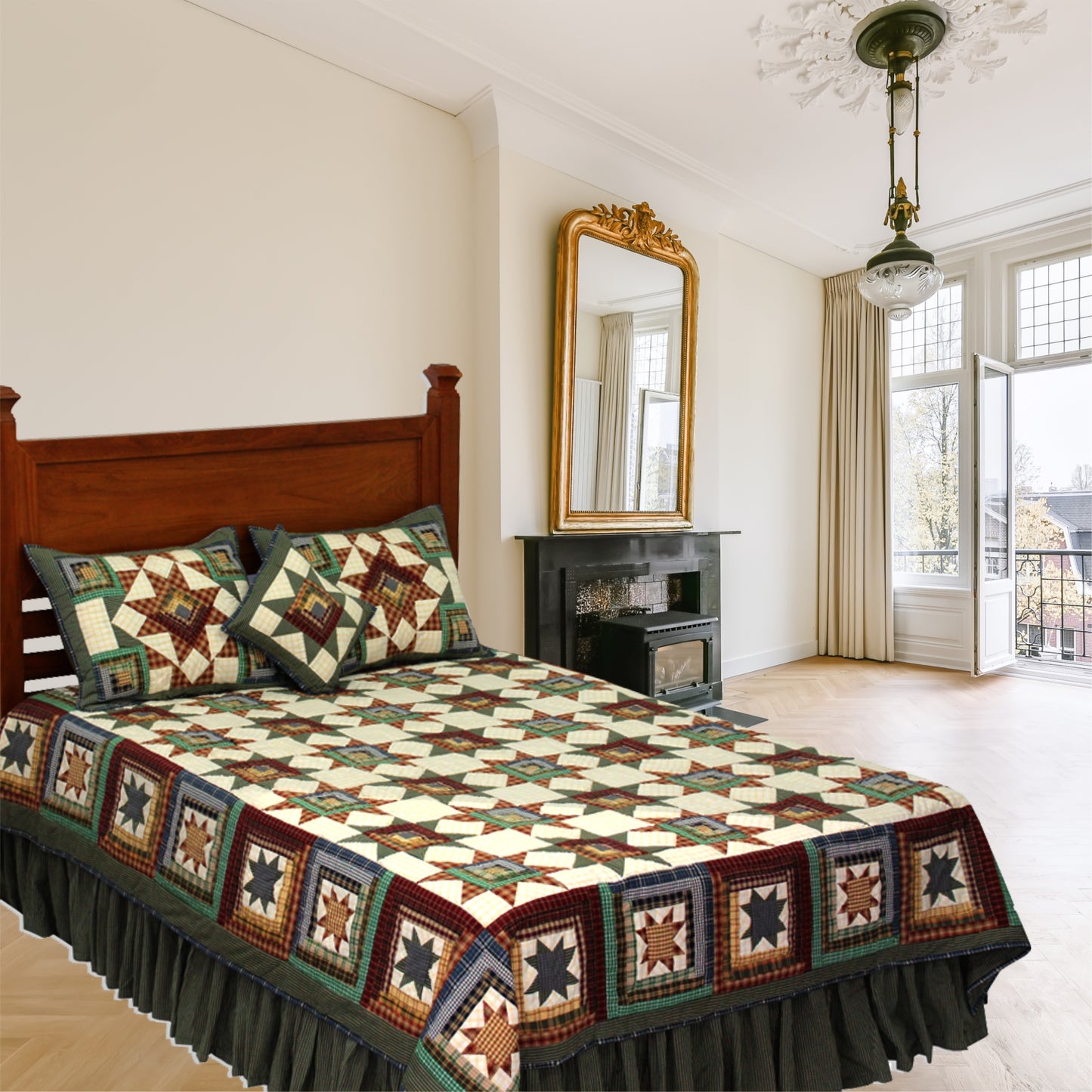 Adriondack Star Quilt, Hand cut and Patchwork cotton fabric blocks.