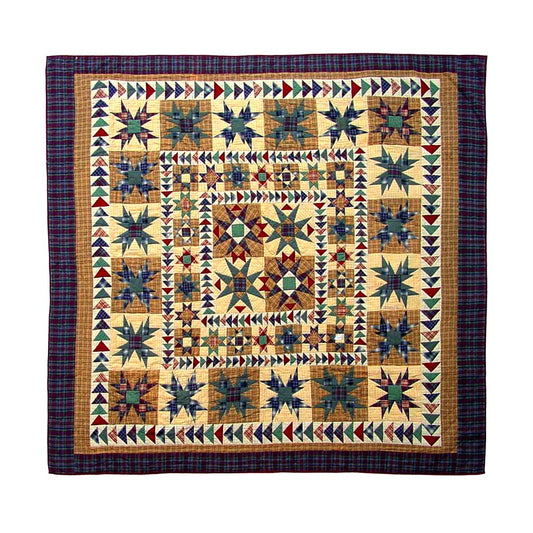 Patch Magic's Patchworked Duvet Cover - Cotton and Handmade Duvet Cover Forever Duvet Cover  The intricate piercing of the eight cornered star holds your attention and draws you in to this masterfully patterned quilt. Forever is how classic and timeless you’ll feel with these coordinates.