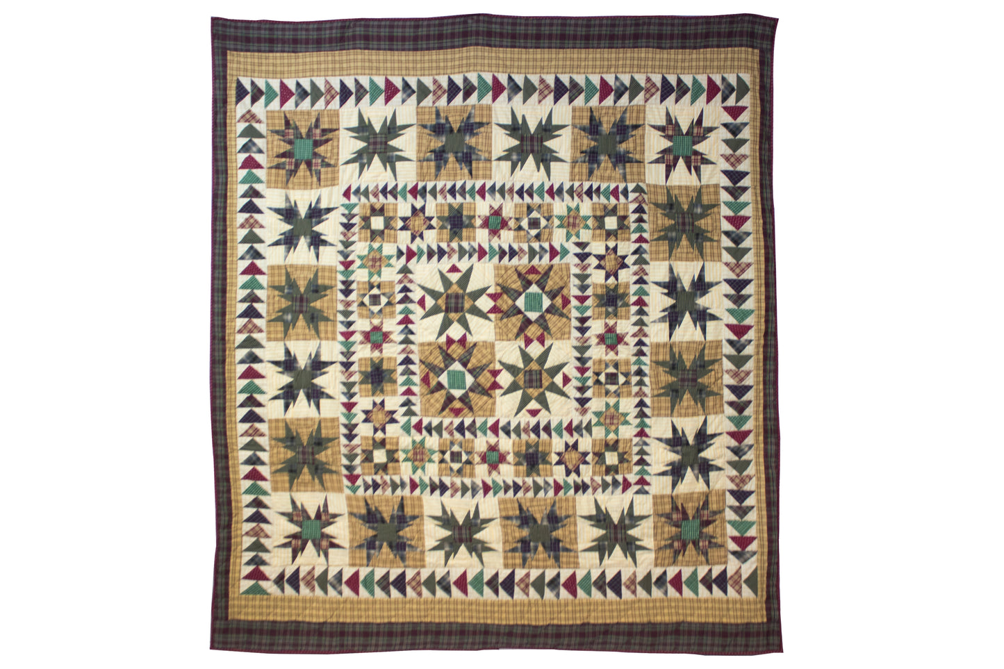 Blazing Stars Quilt, Hand cut and Patchwork cotton fabric blocks.