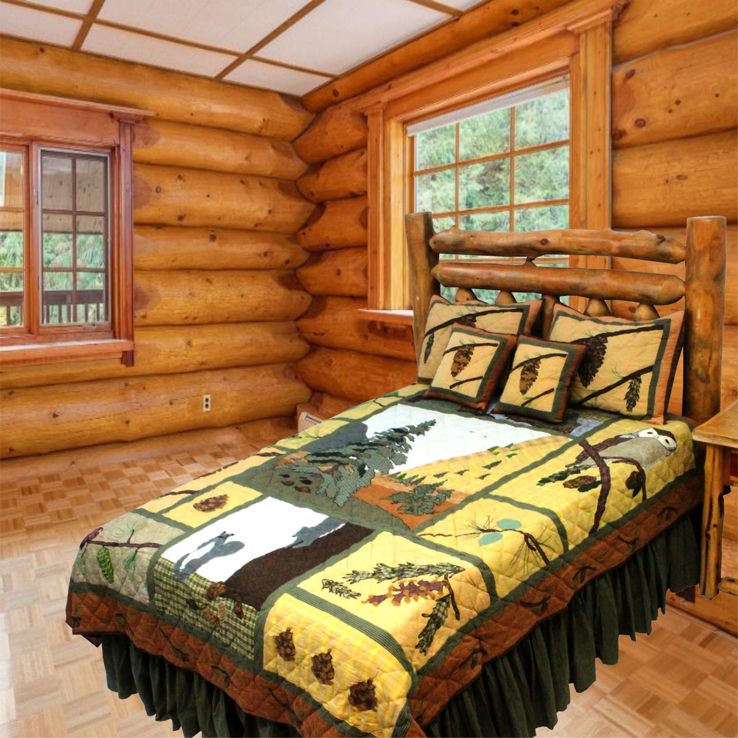 Quilted Pinecones Bedding accessories and Ensemble sets.