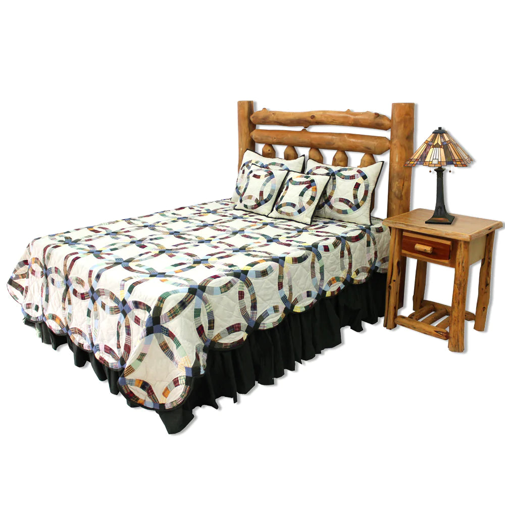 Cream Stone Wall Quilt, Hand cut and Patchwork cotton fabric blocks.