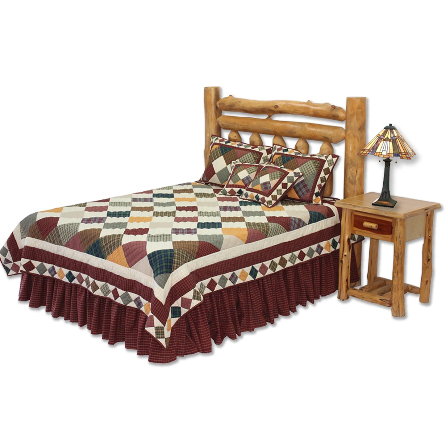 Rustic Ambers Quilt, Hand cut and Patchwork cotton fabric blocks.