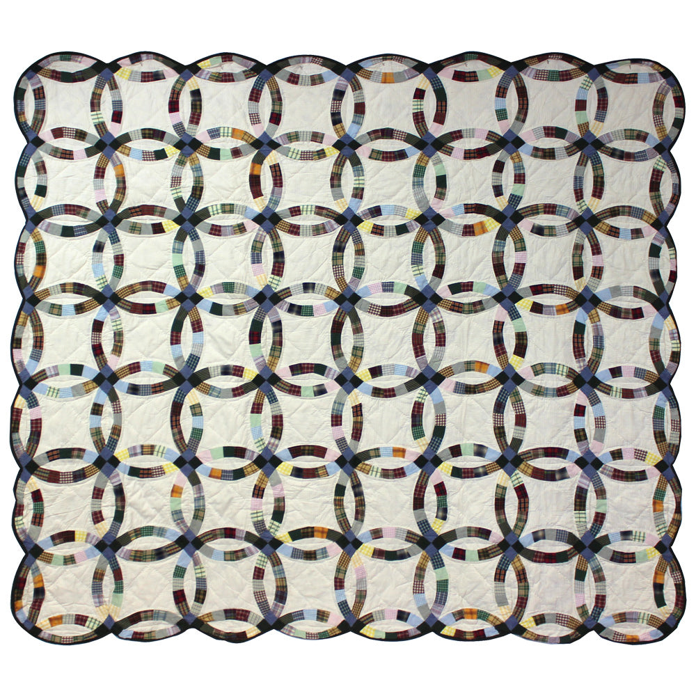 Cream Stone Wall Quilt, Hand cut and Patchwork cotton fabric blocks.