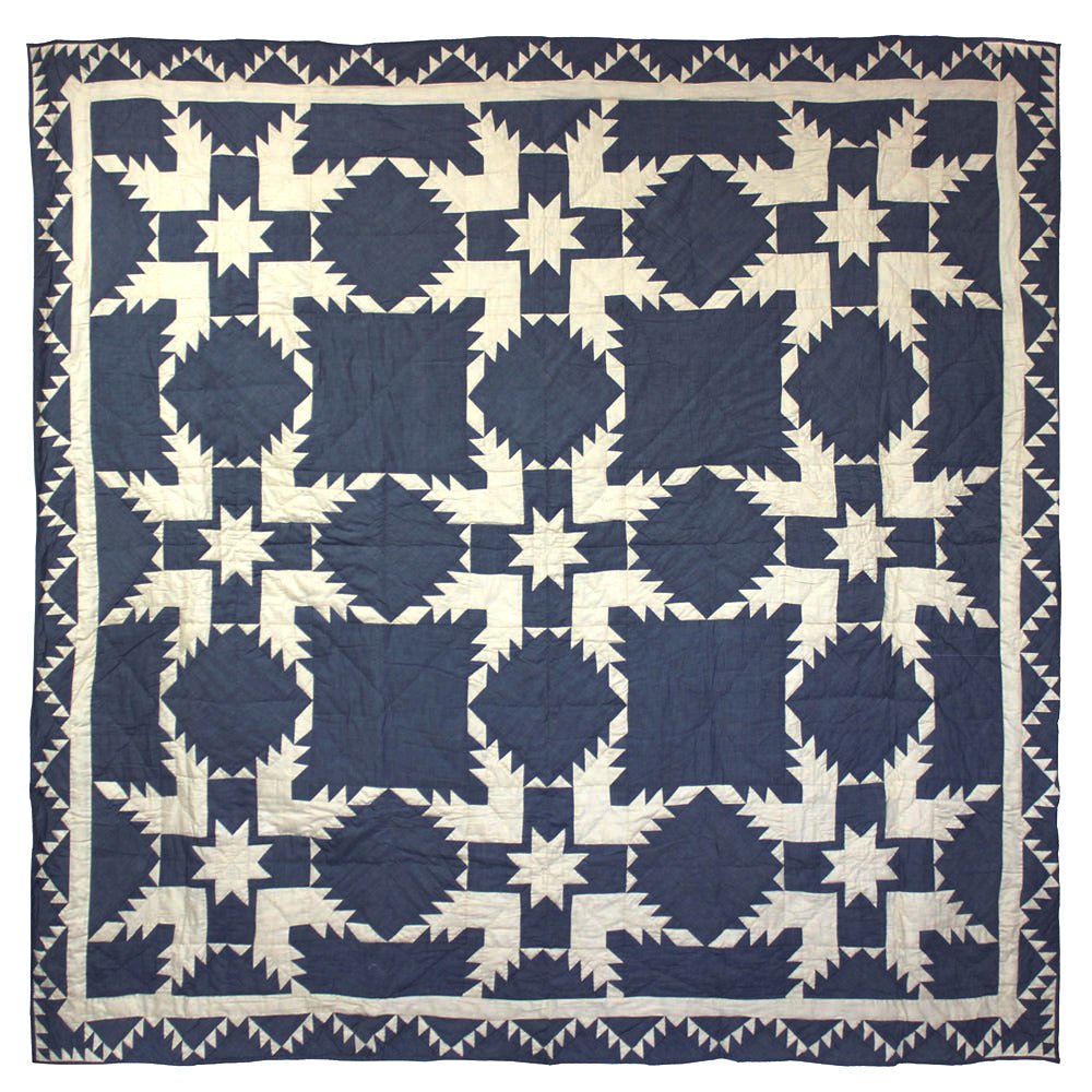 Patch Magic’s  Denim Feathered Star - Patchwork Lap / Throw Quilt - Filled with Soft Cotton, Handmade, 100% Cotton Throw/Lap Quilt. 