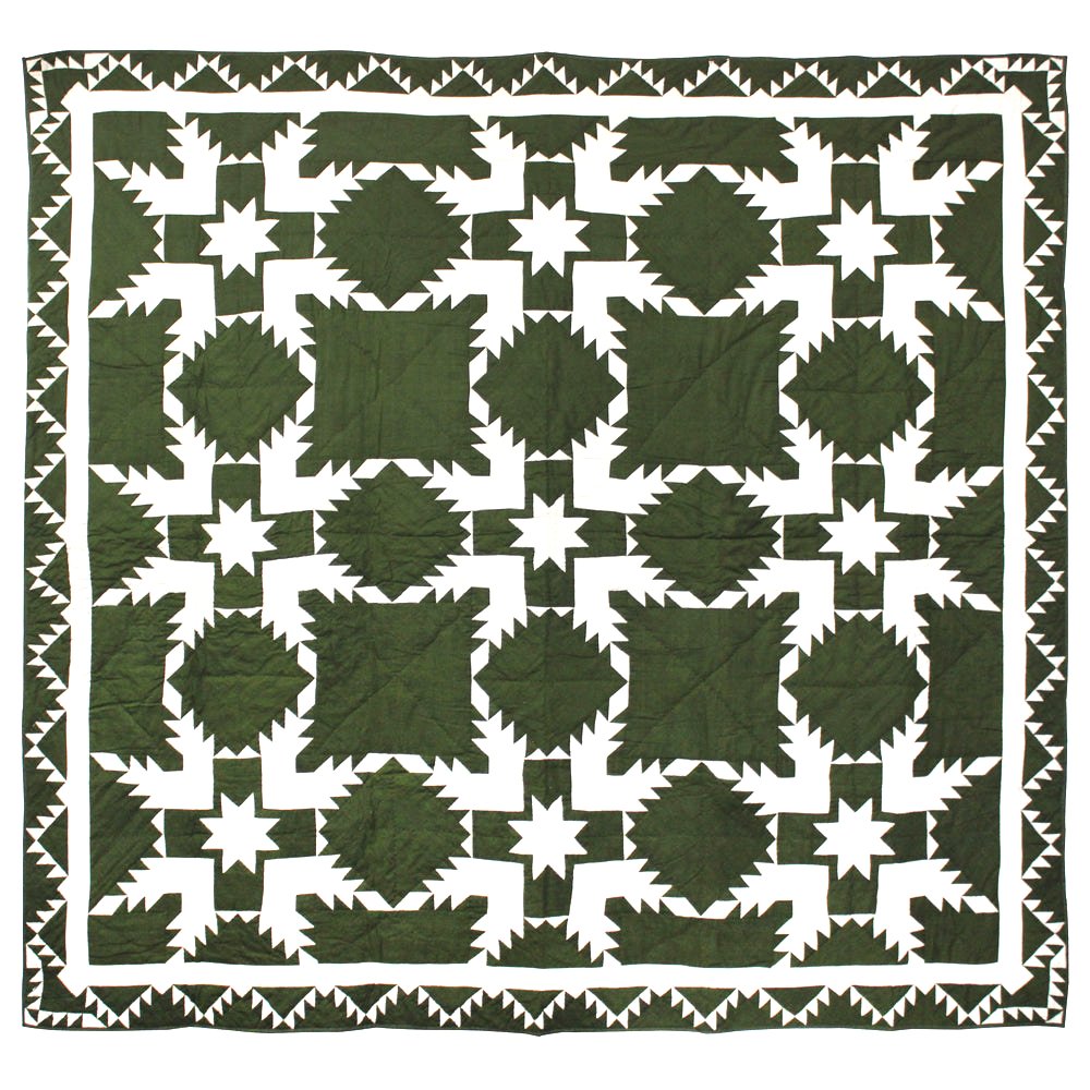 Patch Magic’s Green Feathered Star - Patchwork Lap / Throw Quilt - Filled with Soft Cotton, Handmade, 100% Cotton Throw/Lap Quilt.