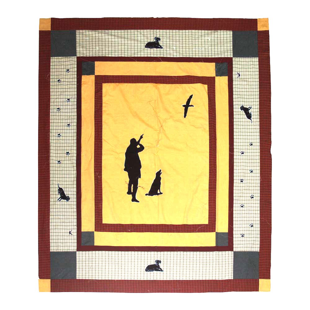 Hunt with Labs Dog Cotton Reversible Quilt, Queen Size - 85"W x 95"L.