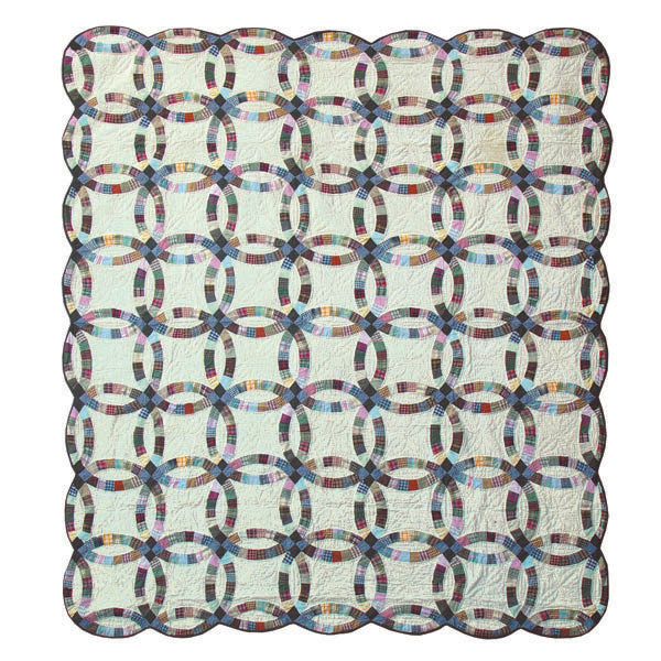 Cream Stone Wall Quilt, Hand cut and Patchwork cotton fabric blocks.