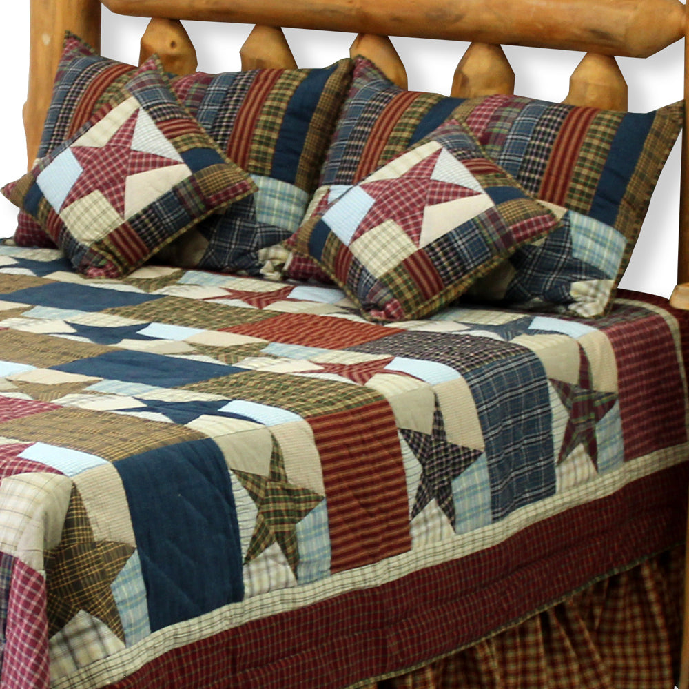 Stars and Squares Quilt, Hand cut and Patchwork cotton fabric blocks.