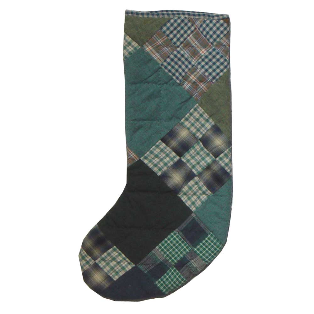 Patchmagic's Christmas Decor | Chambray Nine Patch Stocking 8"X 21"
