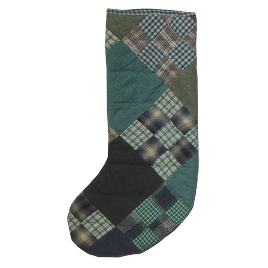Patchmagic's Christmas Decor | Chambray Nine Patch Stocking 8"X 21"
