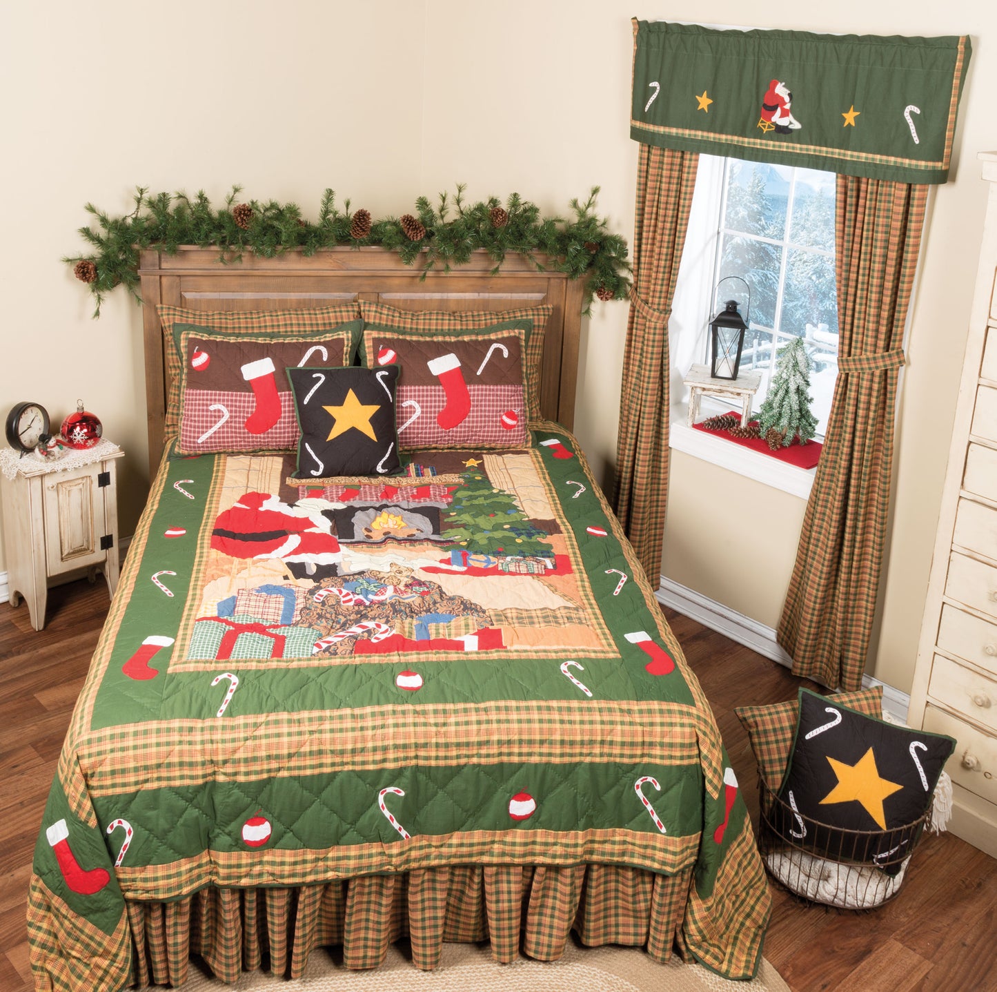 Santa at Christmas Cotton Reversible Quilt.