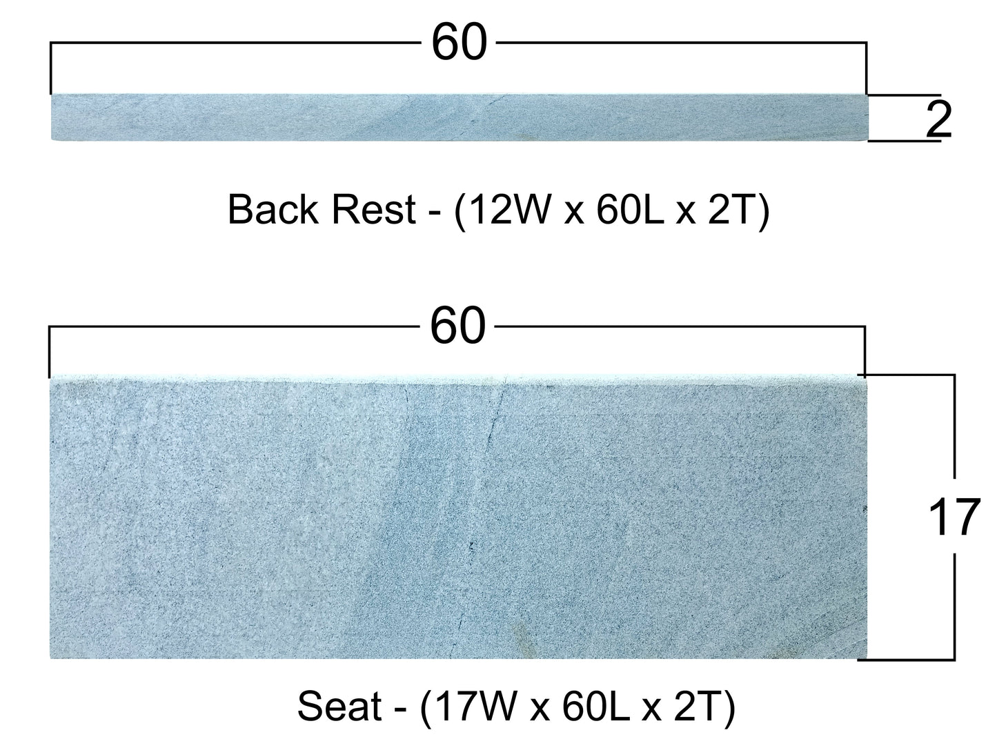 Elevate Your Park Experience | Granite Three-Seater Park Bench with Backrest for Outdoor Spaces | 5 Ft Long | 2 Inch Thickness seater