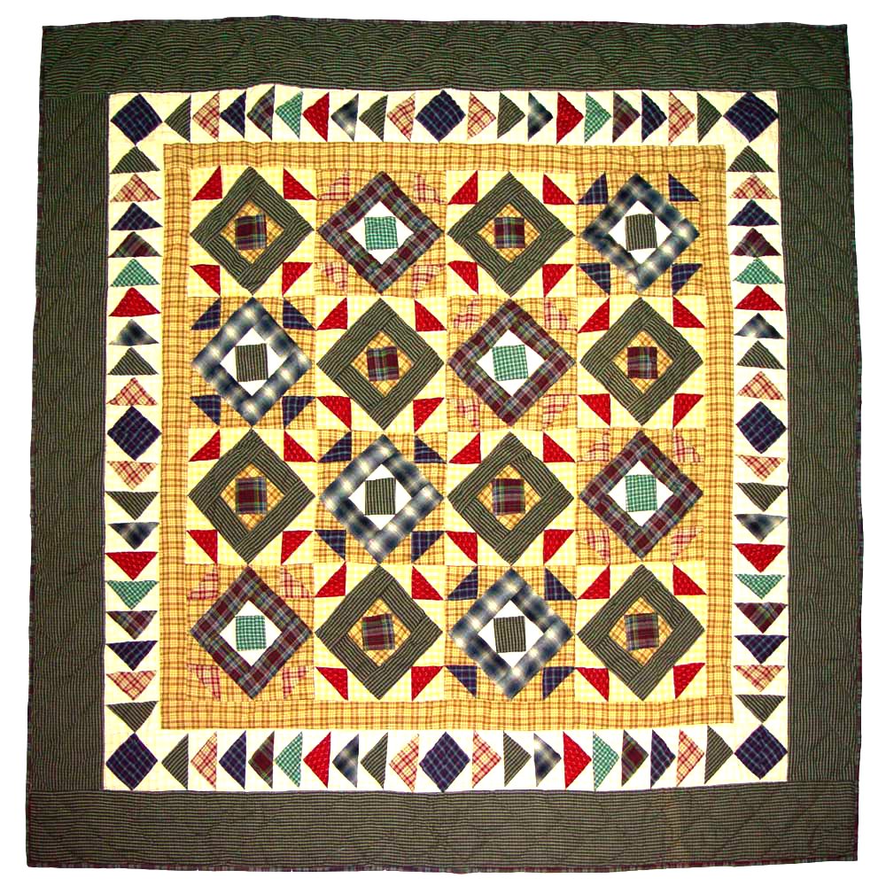 Patch Magic’s Square Diamond - Patchwork Lap / Throw Quilt - Filled with Soft Cotton, Handmade, 100% Cotton Throw/Lap Quilt.