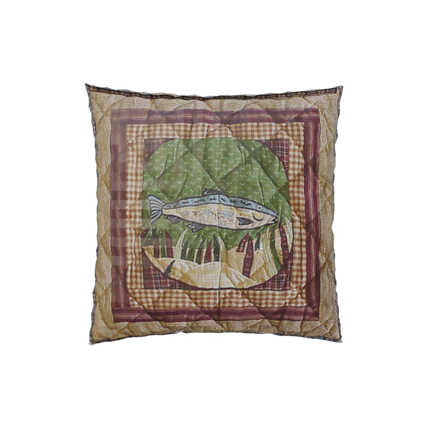Fishing Break Quilt, Hand cut and Appliqued cotton fabric motifs.