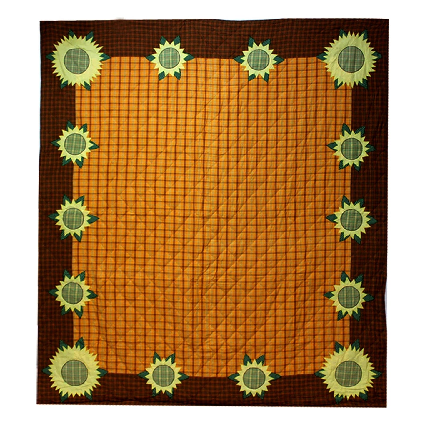 Summer Bloom Sunflower Cotton Reversible Quilt.