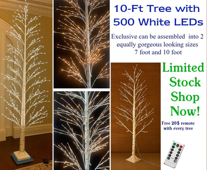 10-Ft LED Tree with 500 Warm White LEDs + Free $20 Remote with Multiple Lighting Modes – 50% Off for $349