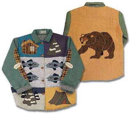 Cabin Bear Themed Handquilted Cotton Jacket | Soft Cotton Filled, Reversible, Cozy and Stylish Outdoor Jacket