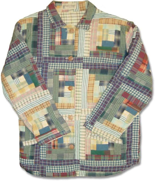 Wild Goose Log Cabin Patchworked Cotton Jacket – Reversible, Soft Cotton Filled, Stylish Jacket for All Seasons