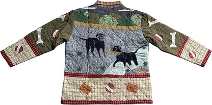 Black Lab Themed Quilted Cotton Jacket – Soft Cotton Filled, Reversible, Cozy and Stylish Jacket for All Occasions