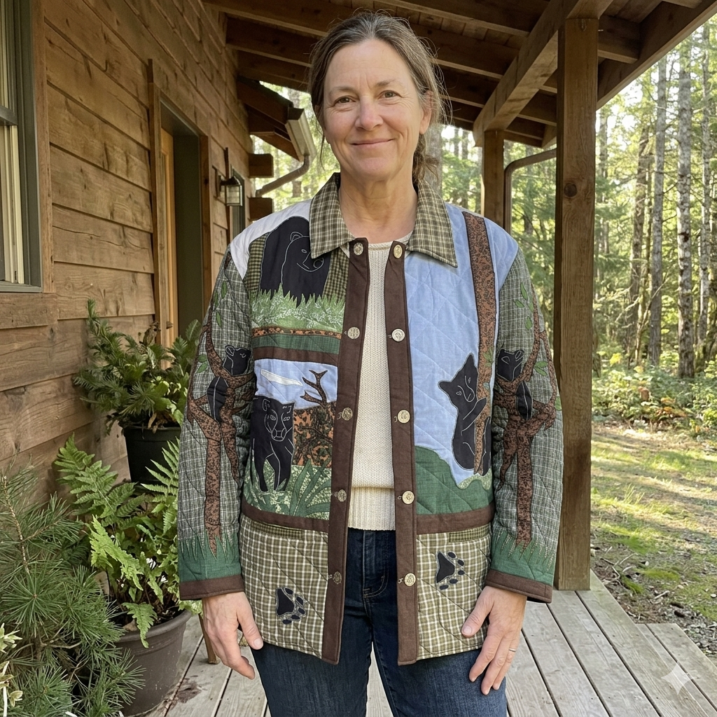 Bear Country Reversible Quilted Cotton Jacket | Artfully Crafted, Regular Fit, Filled with Soft Cotton